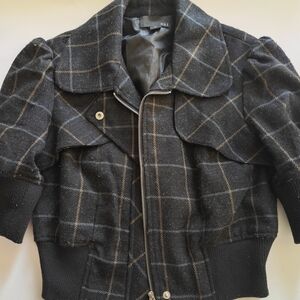 Forever 21 Black Plaid Jacket with Zipper